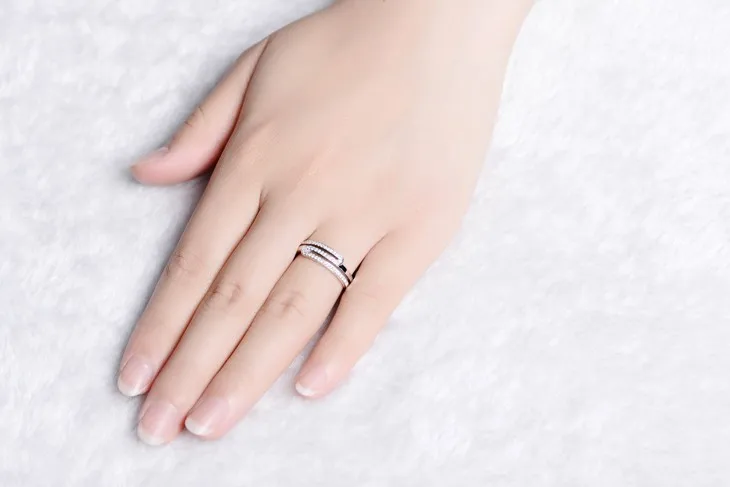 Бренд ZOCAI кольцо натуральный бриллиант 0,20 ct Всего 18 K из белого золота с бриллиантами свадебные женские кольца ювелирные украшения Q00955A