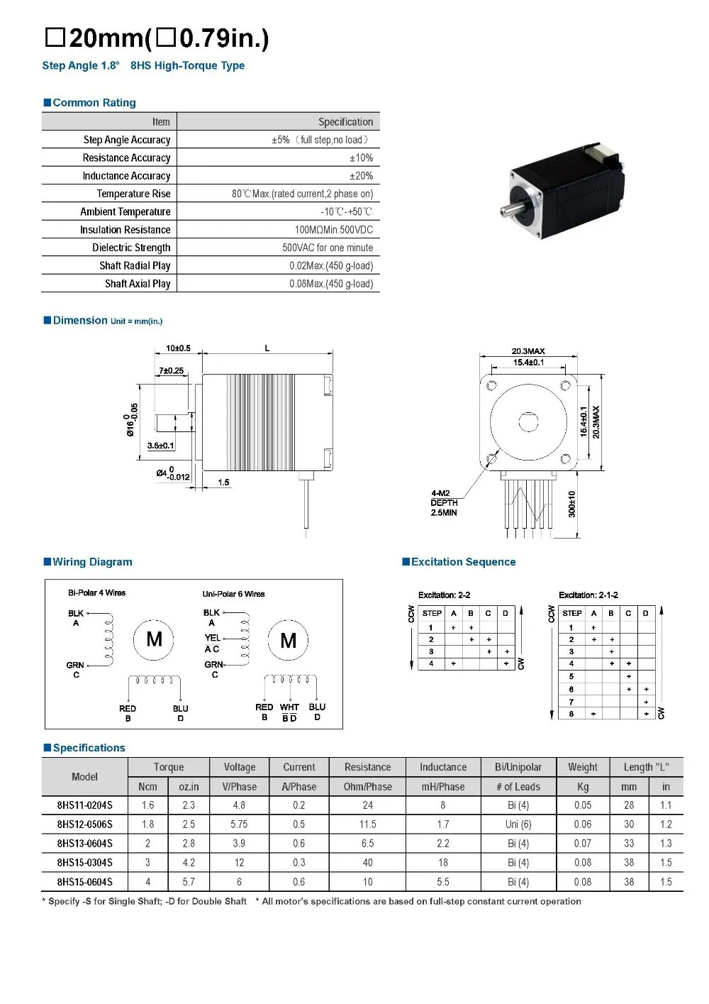 NEMA8 шаговый двигатель 8HS11-0204S 1.8 град 0.2A 1.6 N. cm момент Супер продаж!! Высокое качество