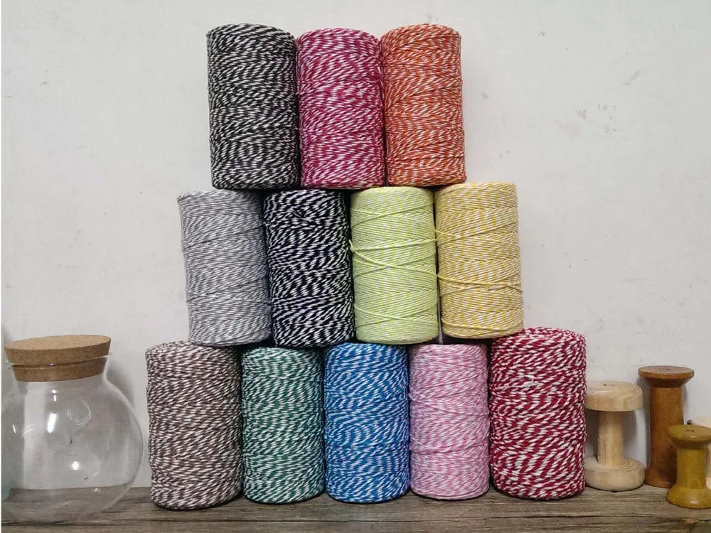 8ply 1 мм~ 1,5 мм Хлопок Bakers Mix(150 ярдов/катушка) пекарская шпагат подарочная упаковка белый+ красный+ зеленый шпагат для ремесла