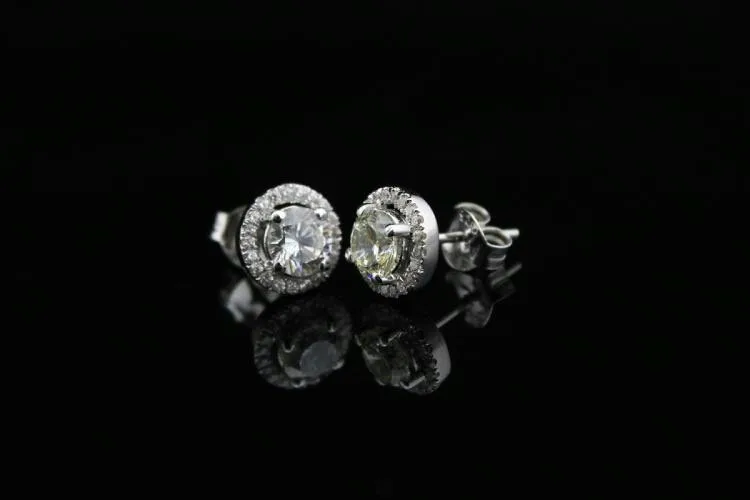Великолепные 0.5Ct/шт прекрасные Алмазные Твердые 14 K серьги из белого золота шпильки для женщин 14 K золото нити серьги для леди