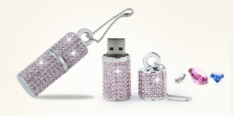 JASTER Кристальный цилиндрический USB флеш-накопитель модная металлическая Алмазная ручка driveu диск Флешка 4 ГБ 8 ГБ 16 ГБ 32 ГБ 64 Гб карта памяти