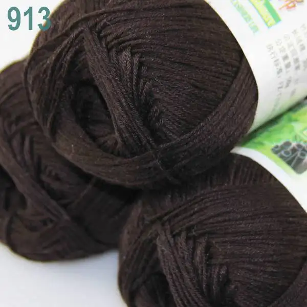 Лот из 3 Мотки Super Soft Натурального Бамбука Хлопок Вязание Пряжа Браун 913