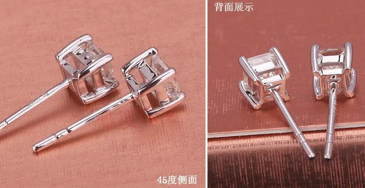 Потрясающе! Натуральный! 1 Ct синтетические большие квадратные серьги SONA камень, серьги-гвоздики из стерлингового серебра, модные свадебные серьги