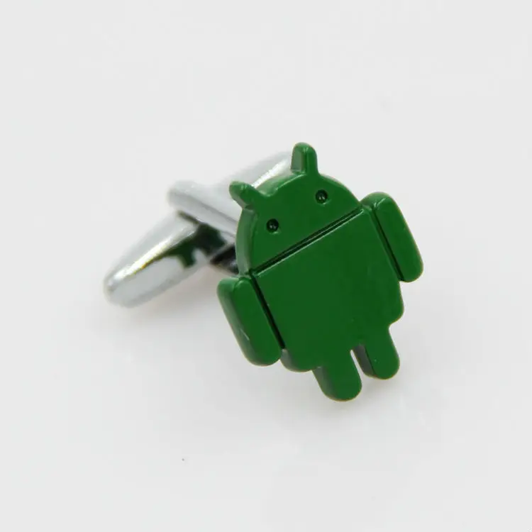 Забавные медные запонки для моделирования Android зеленые запонки в форме робота мужские запонки