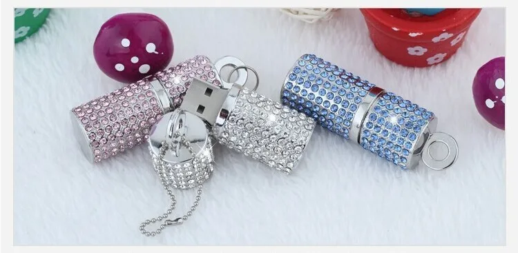 JASTER Кристальный цилиндрический USB флеш-накопитель модная металлическая Алмазная ручка driveu диск Флешка 4 ГБ 8 ГБ 16 ГБ 32 ГБ 64 Гб карта памяти