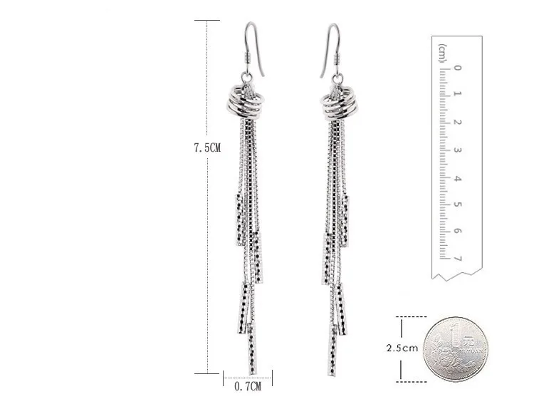 Модные плата 925 пробы Серебряные серьги ювелирные изделия с бахромой Длинные Серьги Brincos, можно носить с brincos де Прата