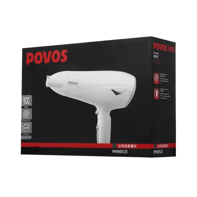 POVOS PH9052I профессиональный фен для волос с отрицательными ионами оборудование для парикмахерских салонов 2200W 220 V-240 V