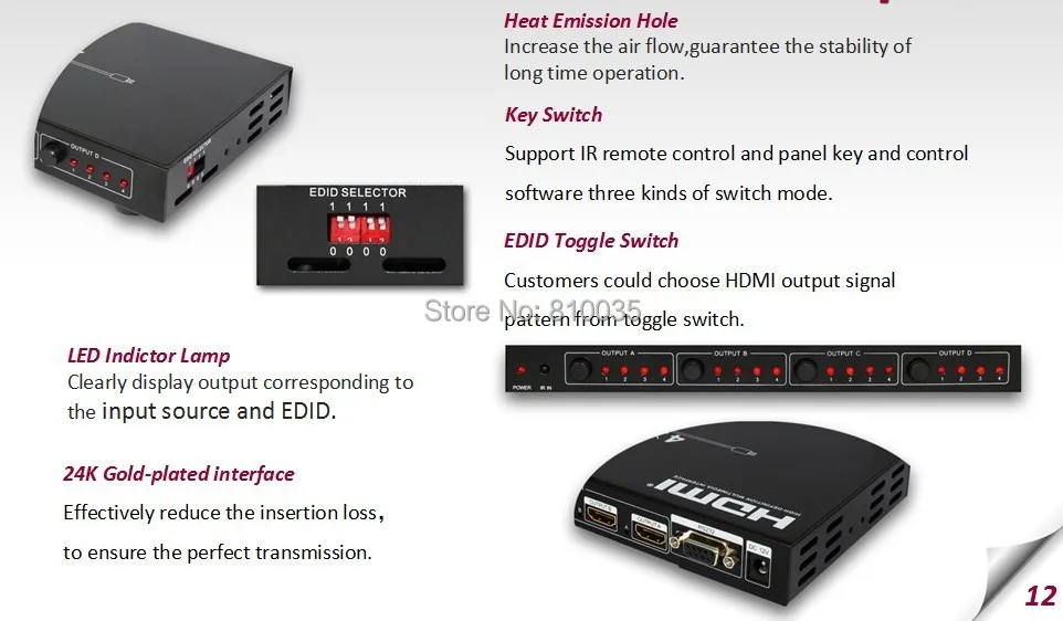 Высокопроизводительная HDMI матрица 4X4 HDMI1.4V 3D, 4k X 2K разрешения, RS232 с пультом дистанционного управления в розничной упаковке