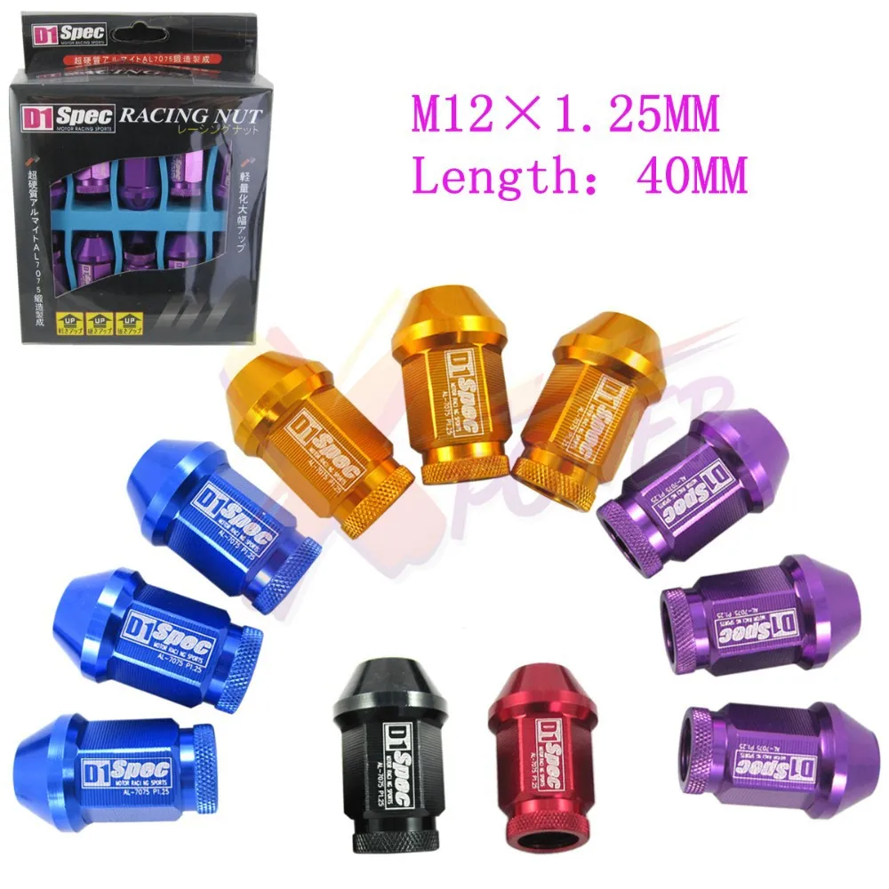 Xpower-20 шт./набор универсальные D1 SPEC JDM гоночные 40 мм Колесные гайки M12X1.25 подходят для Nissan Subaru infiniti(P: 1,25 L: 40 мм