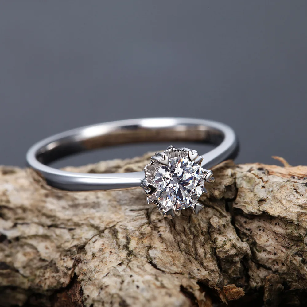 0.3CT Platinum PT950 Promise кольцо прекрасное ювелирное дело круглые SI/I-J Помолвочные кольца с бриллиантом белый снег алмаз кольцо