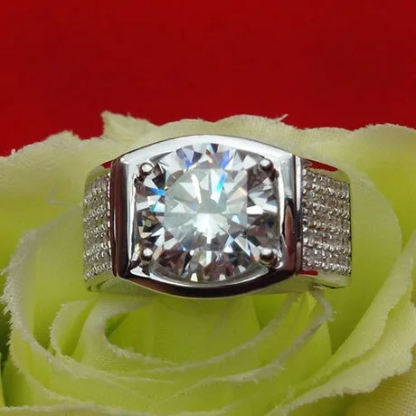 Роскошный Большой Каменный дизайн 5CT SONA Fine Diamond Man обручальное кольцо винтажное мужское свадебное кольцо подлинное серебро высшей пробы