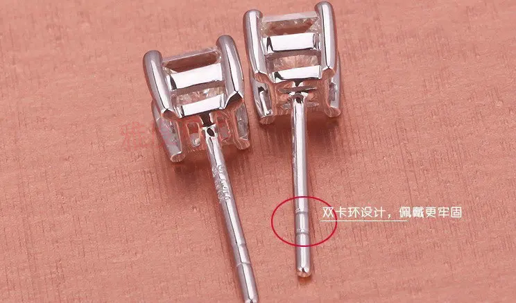 Потрясающе! Натуральный! 1 Ct синтетические большие квадратные серьги SONA камень, серьги-гвоздики из стерлингового серебра, модные свадебные серьги