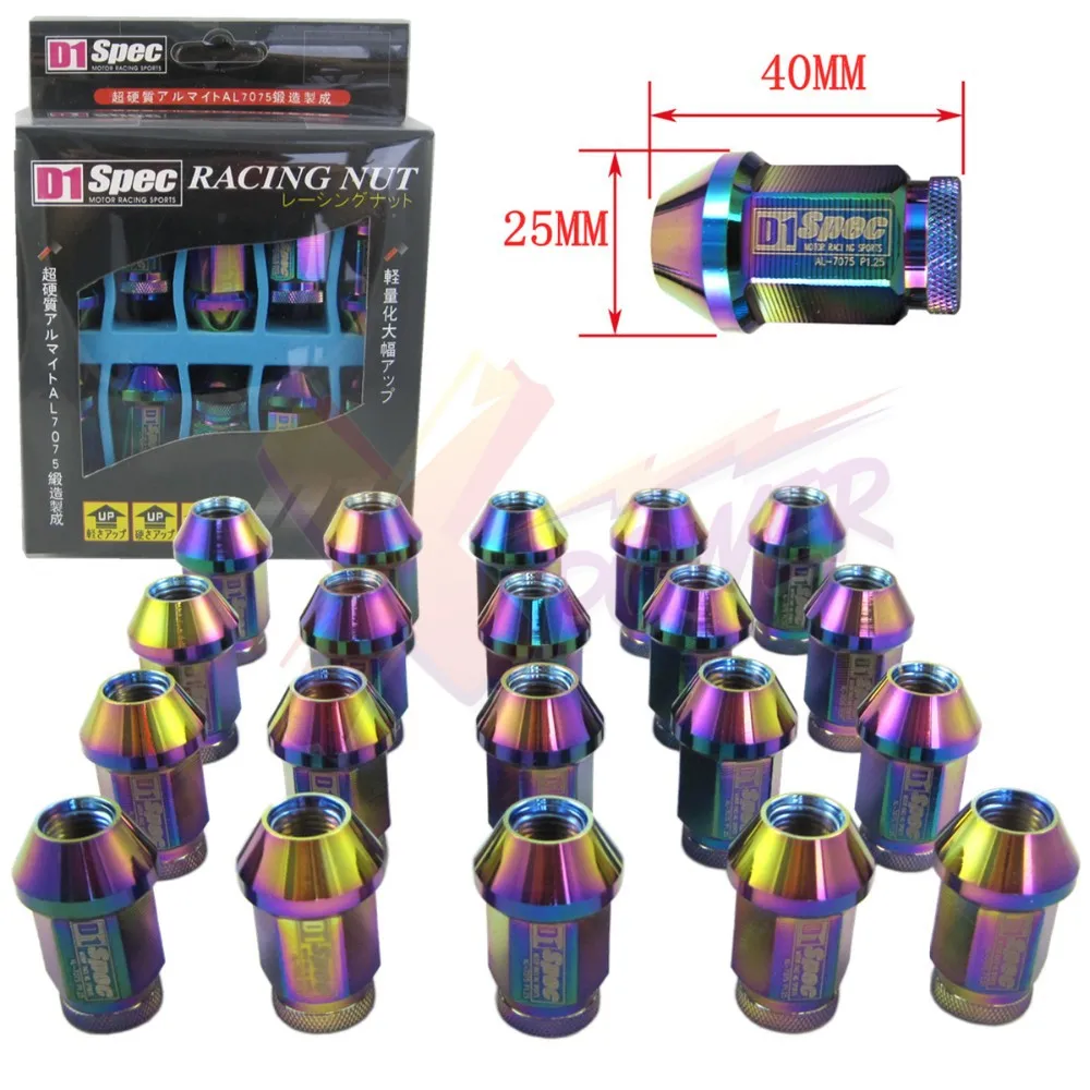 Xpower-20 шт./набор D1 SPEC JDM RACING 40 мм Колесные гайки M12X1.25 для Nissan Subaru infiniti NEO хром(P: 1,25 L: 40 мм