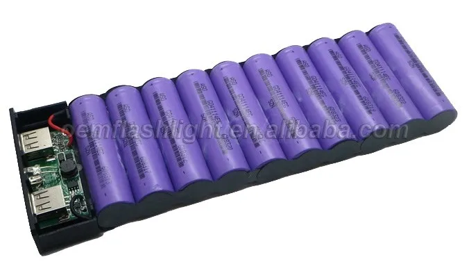 10x18650 Банк силы DIY компоненты с двойным выходом USB-черный/ярко-розовый/синий