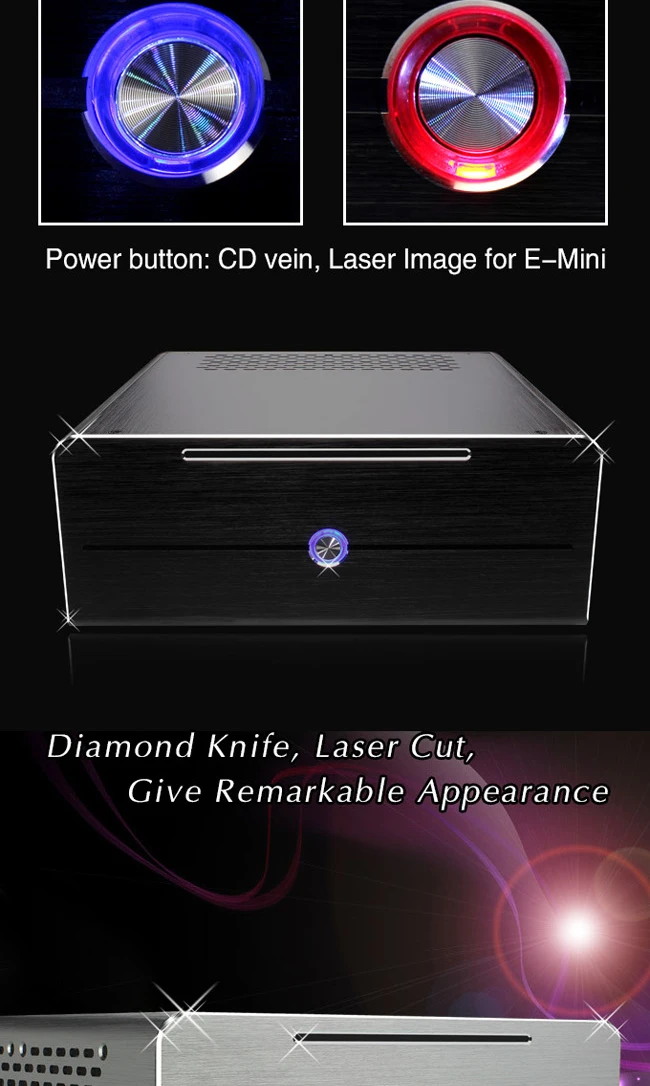 Realan Алюминиевый мини itx Настольный ПК чехол E-i7 с блоком питания, CD-ROM, слотами черный серебристый