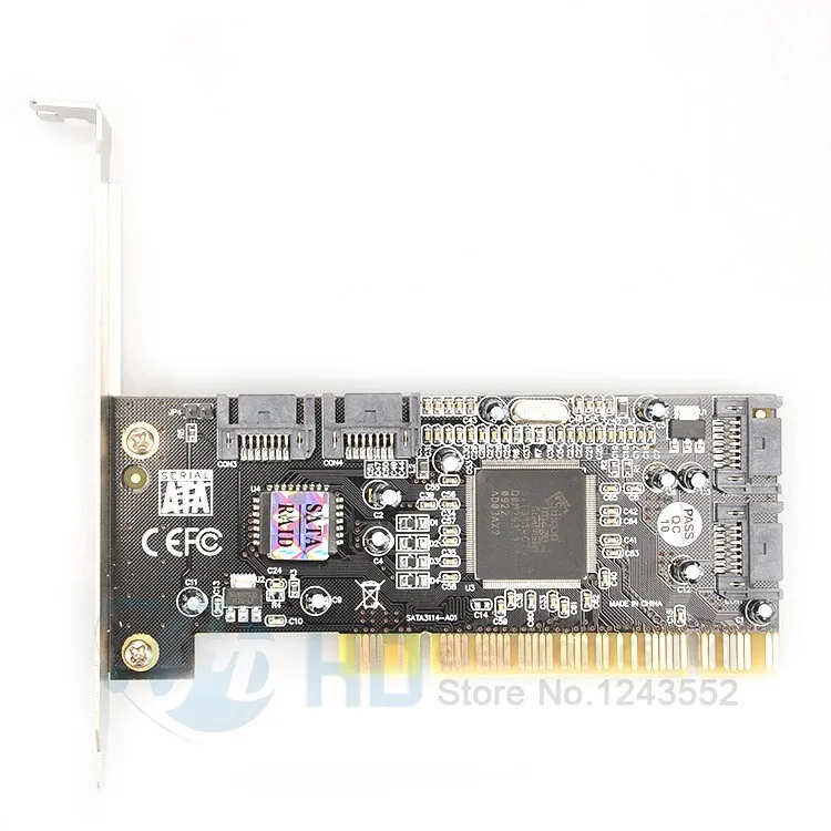 1 шт., новинка, 4 порта, SATA, PCI контроллер, RAID карта, 4 SATA, SERIAL ATA, PCI контроллер, RAID I/O карта, ПК+ кабель