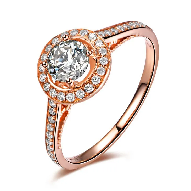 ZOCAI натуральный бриллиант 0,5 CT в общей F-G/SI 18 K розовое золото алмаз обручальное женское кольцо ювелирные украшения W02779