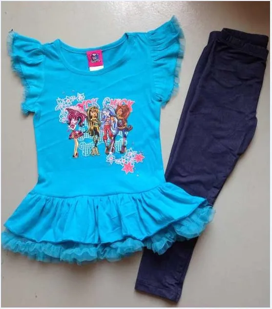 Monster high/Модная одежда для девочек, бренд, новинка, комплект детской одежды, детская одежда для девочек, костюм из 2 предметов для девочек, одежда для малышей