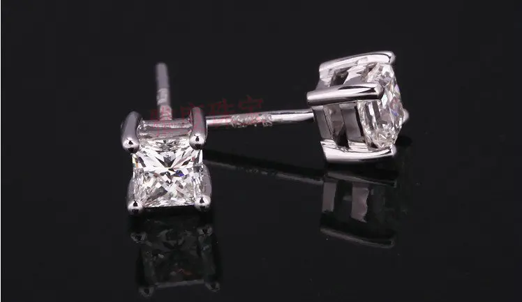 Потрясающе! Натуральный! 1 Ct синтетические большие квадратные серьги SONA камень, серьги-гвоздики из стерлингового серебра, модные свадебные серьги