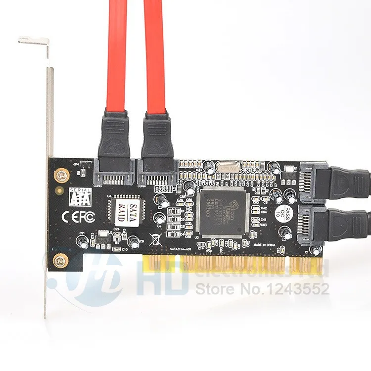 1 шт., новинка, 4 порта, SATA, PCI контроллер, RAID карта, 4 SATA, SERIAL ATA, PCI контроллер, RAID I/O карта, ПК+ кабель