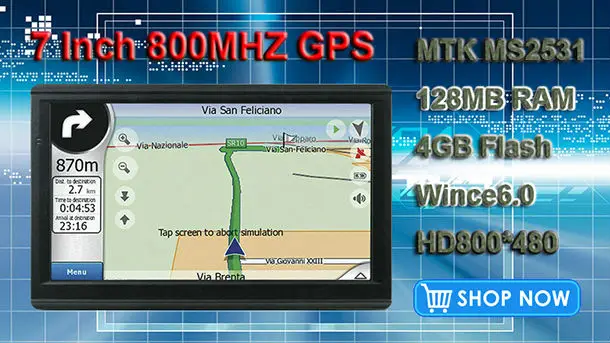 " MTK Автомобильный gps навигатор 128 M, 4G, FM, MP3, игры, карты грузовиков бесплатные карты обновлены