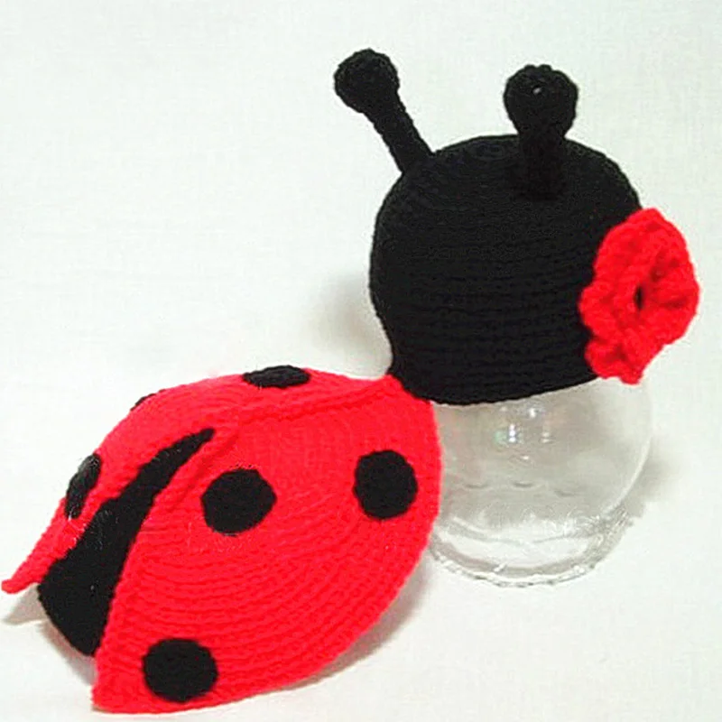 Реквизит для фотосъемки новорожденных костюм божья коровка аксессуары вязанное