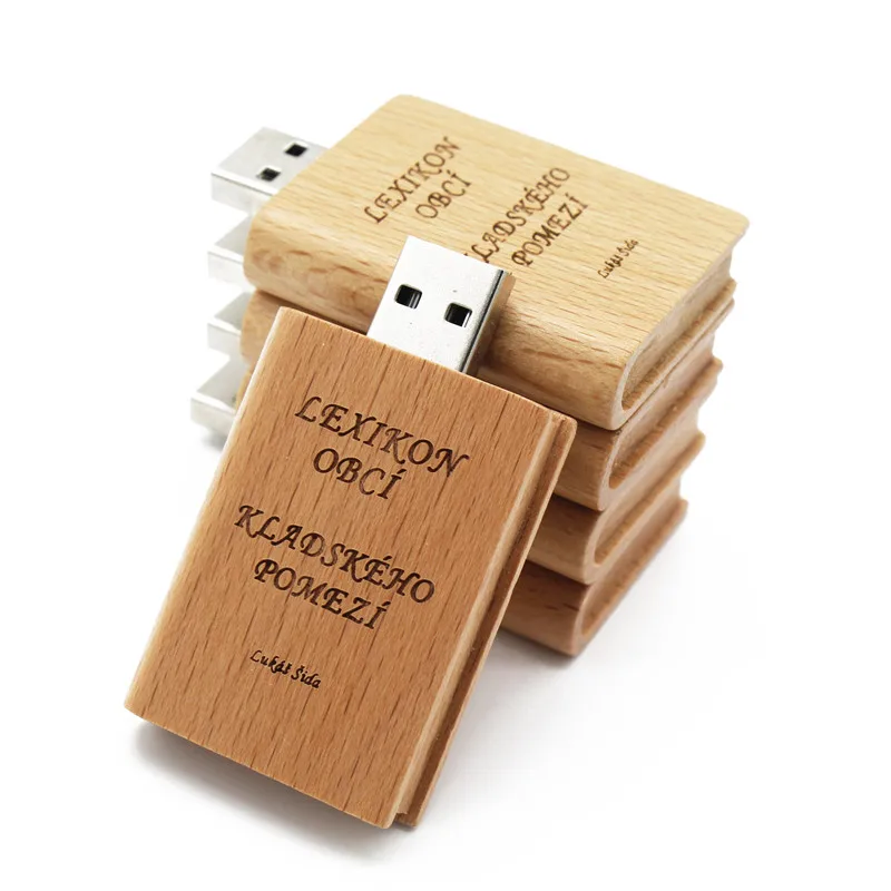 Заказная печать логотипа натуральная деревянная книга 8 Гб 16 usb флеш-накопитель 32