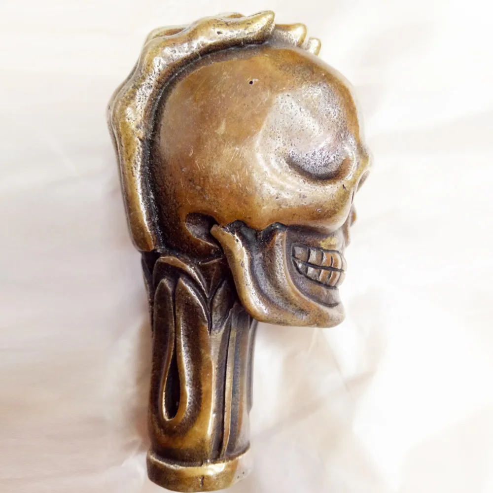 

Gifts Carved Human skeleton bronze carving head crutches leading cane