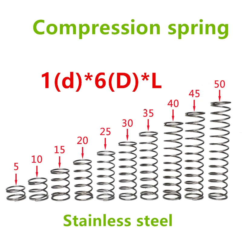 50 шт. пружины компрессионные из нержавеющей стали серии маленькая точка 1*6