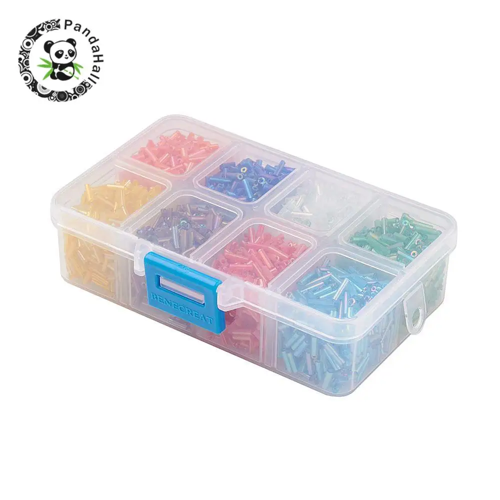 Стеклянные бусины разных цветов 6x1 8 мм рандомное отверстие: 0 6 Около 103 г/кор.|bugle