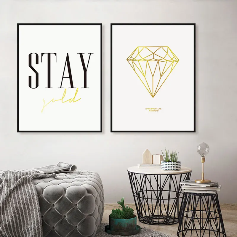 Современный минимализм алмаз котировки плакат A4 холст печать стены
