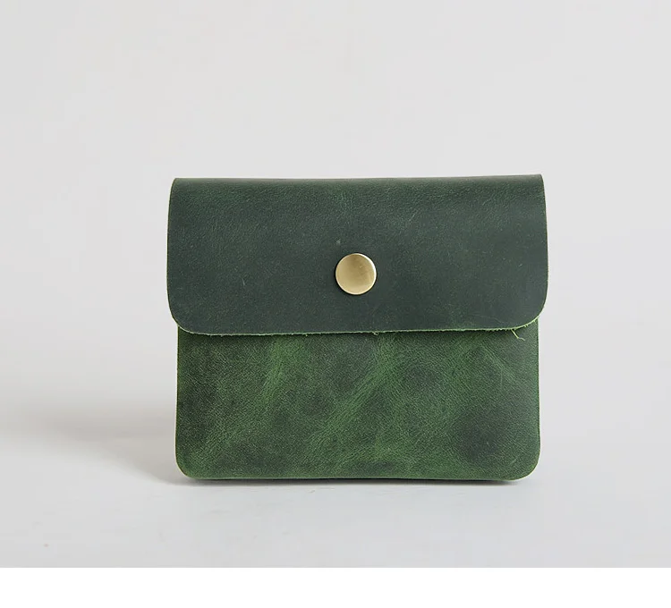Green 2 Натуральная кожа, винтажные мужские кошельки, Мини Женский кошелек для монет, короткий, Воловья кожа, маленький карман для денег, мужской кошелек для монет, ID, кредитный держатель для карт, новинка - Цвет: Green 2