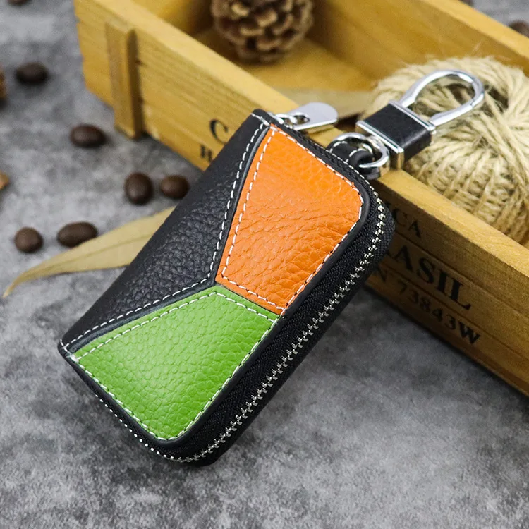 Yellow and green Модный кошелек для ключей для мужчин и женщин из натуральной кожи держатели ключей от автомобиля ключница для мужчин многофункциональный чехол для ключей для дома разноцветный - Цвет: Yellow and green
