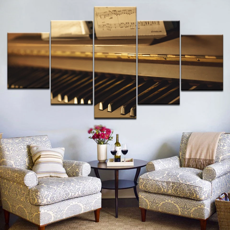5 панелей/штук HD Печать фортепианная музыкальная оценка Современная печать на