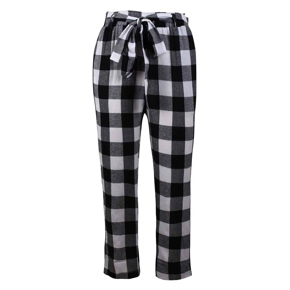 High Quality Women Fashion Autumn Plaid Waist Pants Ankle-Length Elegant Office Ladies Trousers Female | Женская одежда