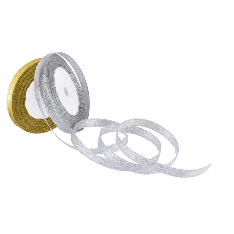 6 мм Золотая Серебряная Атласная Лента резинка из полиэстера для свадебной