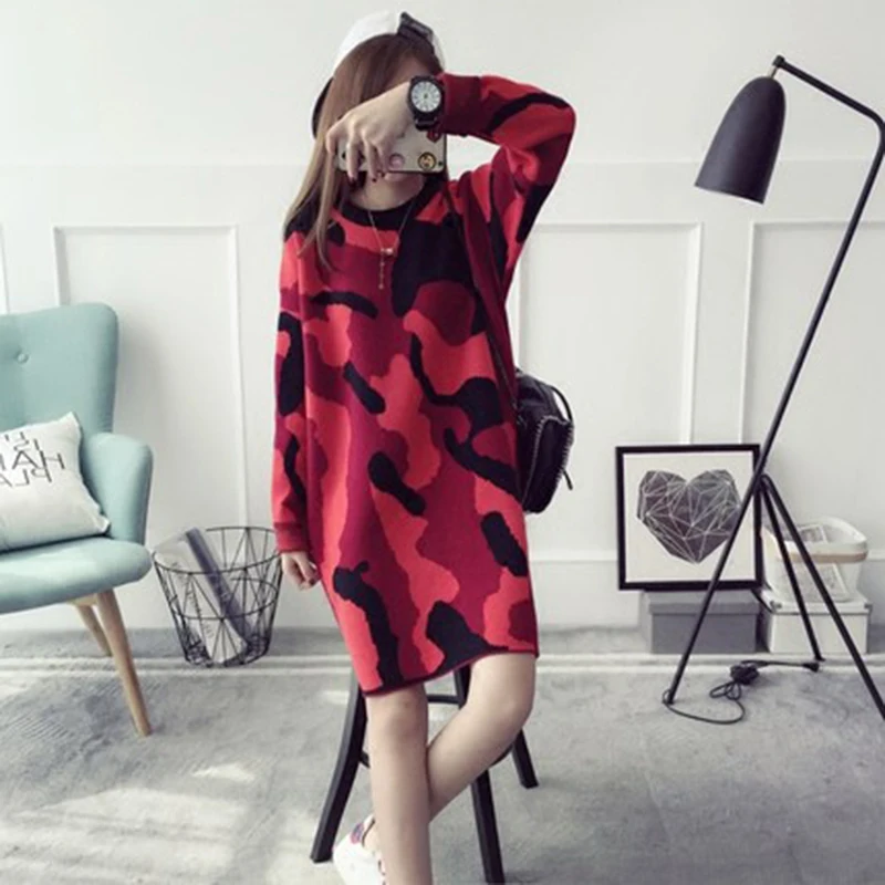 Осень-зима модные женские туфли Свитер с длинными рукавами платье Для женщин S