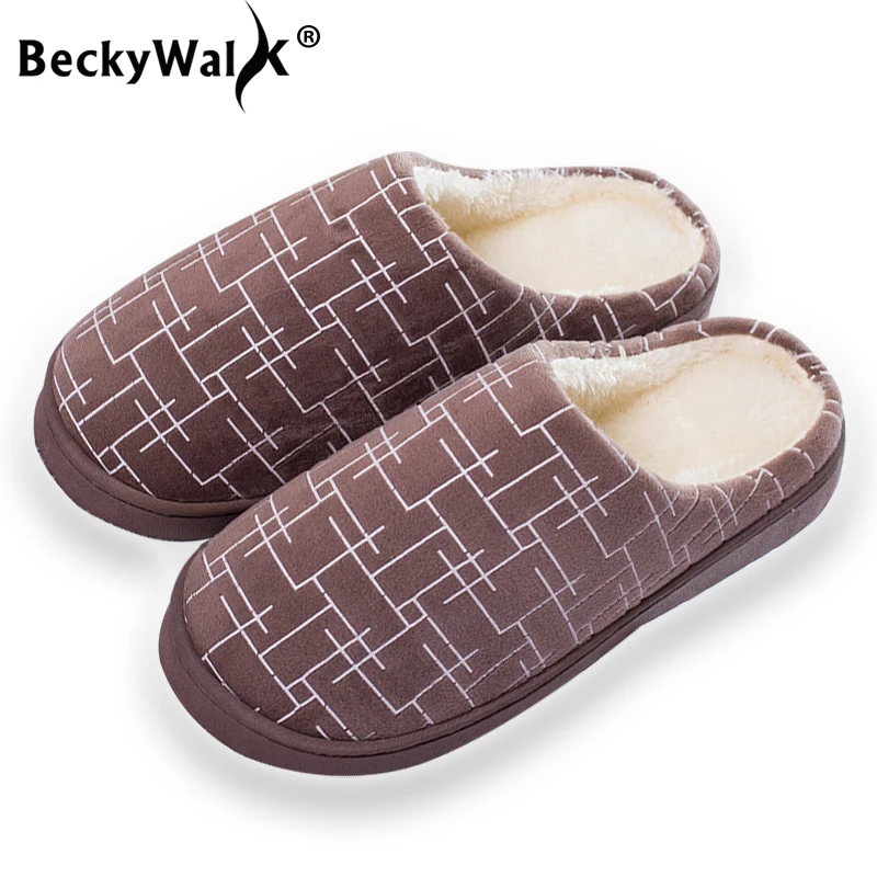 BeckyWalk женские зимние домашние тапочки женская обувь Нескользящие плюшевые