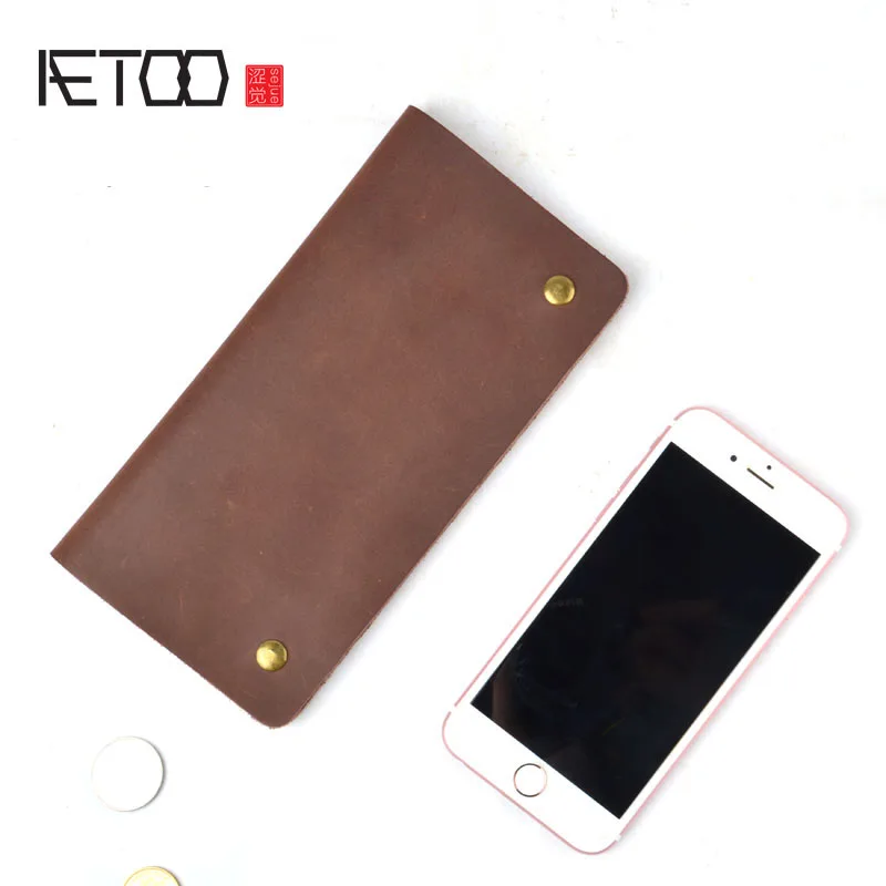 AETOO спилок кошелек мужской телефон оригинальный длинный раздел второй слой crazy
