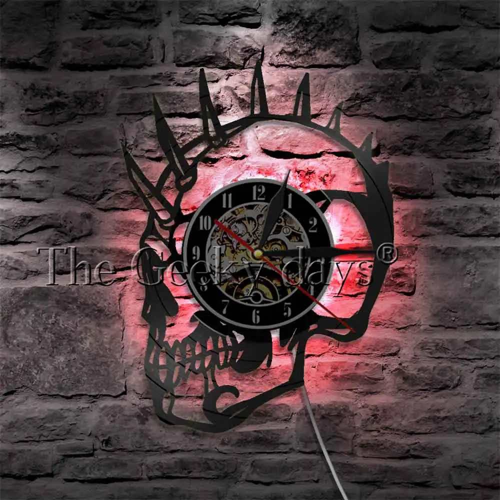 Винтажный грубый Панк Скелет Хэллоуин Декор ужас Mohican Байкер татуировки страшный