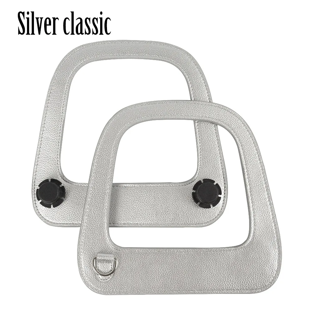 Silver Classic Tanqu, серебристый, зеленый; черный кольцо в виде буквы D Большие продолговатые искусственный край картина из искусственной кожи ручка для Стандартный Obag классическая сумка тела O Bag, Запчасти - Цвет: Silver Classic