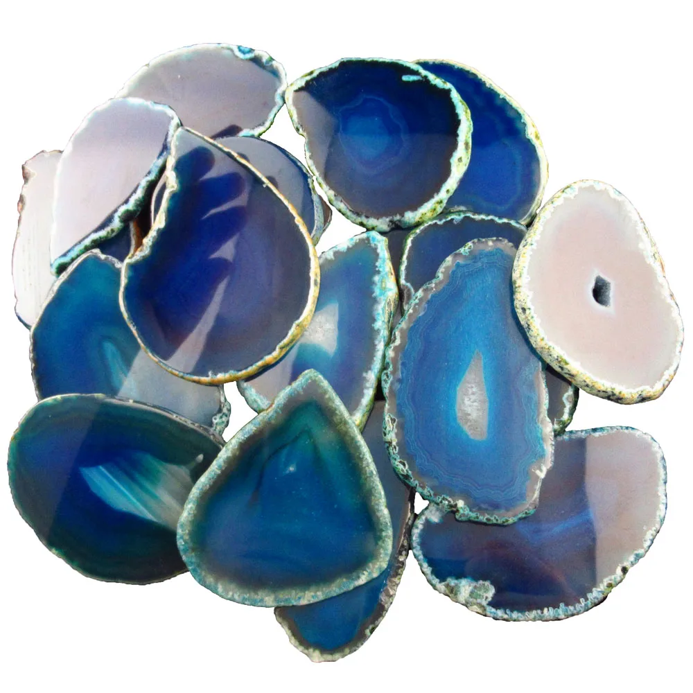 Природа Агаты ломтик кулон каботажное судно синий кварцевые Нерегулярные Кулон