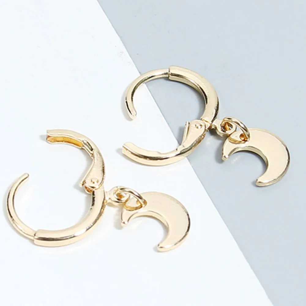 Модные серьги с подвеской в виде Луны сережки серебряными золотыми ушками