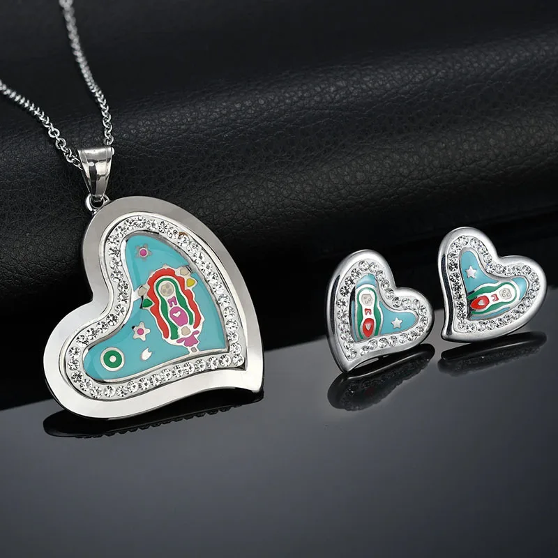 Eleple набор для ногтей из нержавеющей стали с узором в виде сердца и синих капель