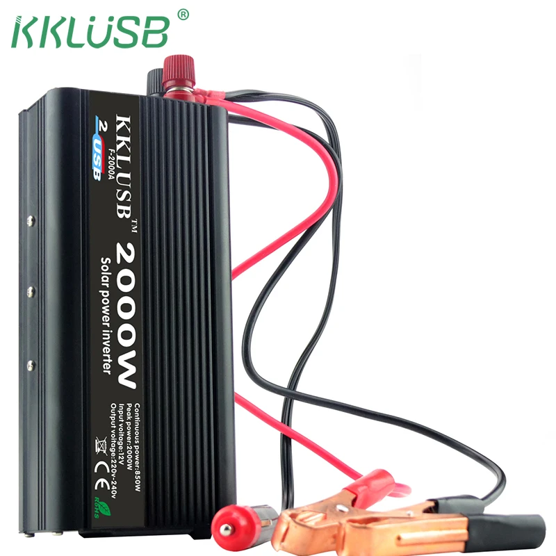 Автомобильный инвертор 2000 Вт Мощность Чистая синусоида Инвертор 12 В 110 220