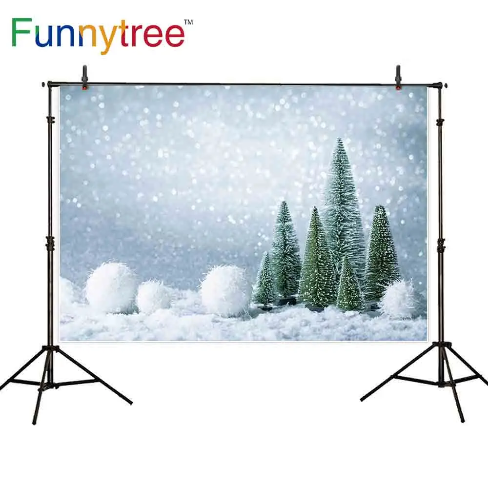 Фоны Funnytree для фотостудии боке Зима Снег Рождественские елки дети ореол