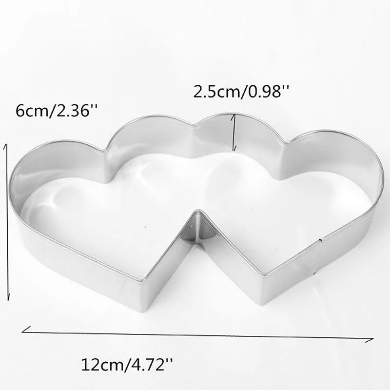 1 шт. Нержавеющая сталь Двойное сердце Форма торта прекрасный формочка для