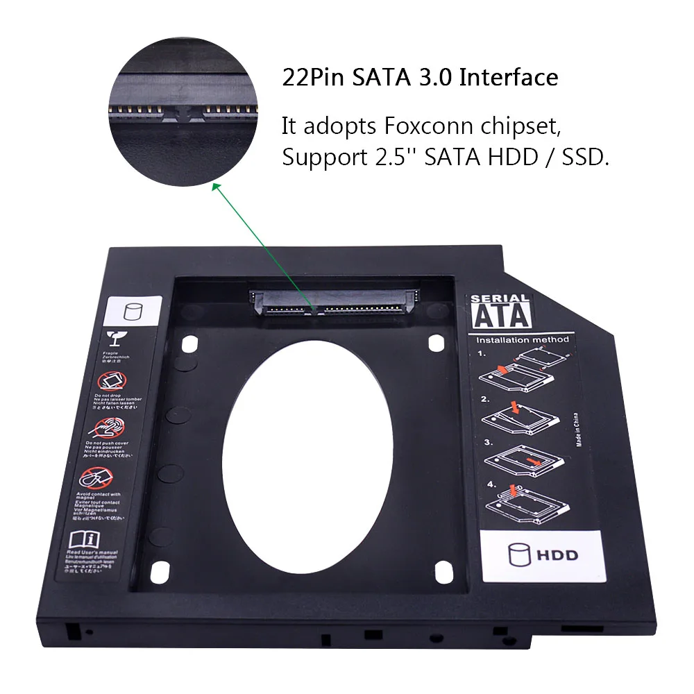 CHIPAL Универсальный SATA 3,0 2nd HDD Caddy 9,5 мм для 2,5 ''9 мм 7 мм SSD чехол Корпус жесткого диска для ноутбука DVD-ROM CD-ROM ODD