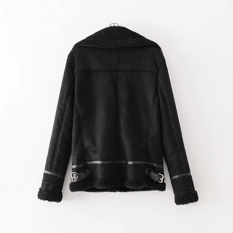 Fitaylor искусственная кожа овечья шерсть меховой воротник замшевый Жакет женский