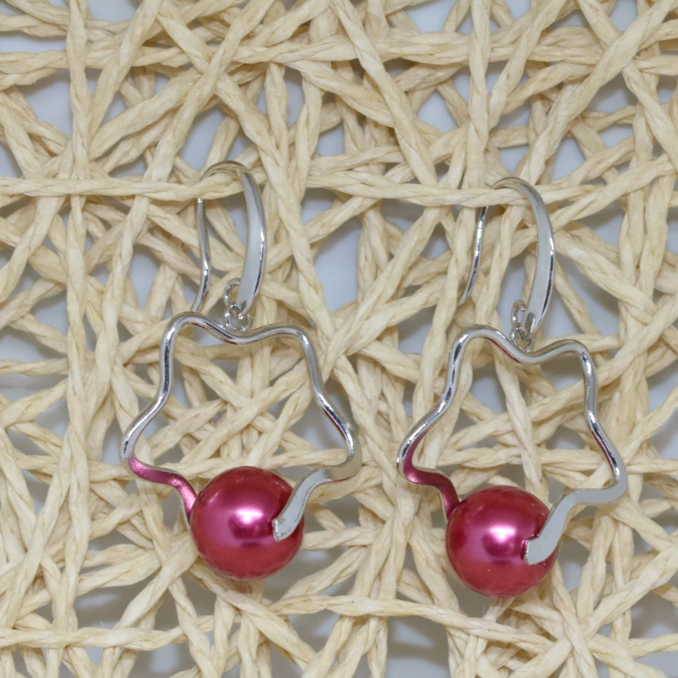 Высокий класс Звезда Форма мотаться серьга женщин серьги яркие цвета 12 мм Shell Имитация Жемчуга Earbob Бесплатная доставка Jewelry B1771